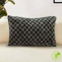 SOGA 30cm Urban Light Luxury Dark Green Checkered Lumbar Throw Pillow