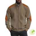 Solid Color Block Long Sleeve Zipper Cardigan Outerwear