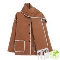 Women's Woolen Coat Thick Loose With Scarf