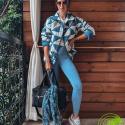 Loose Diamond Print Cotton Jacket