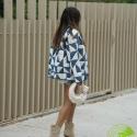 Loose Diamond Print Cotton Jacket