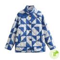 Loose Diamond Print Cotton Jacket