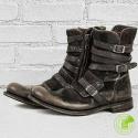 Round Toe Belt Buckle Side Zipper Chunky Heel Casual Men's Short
