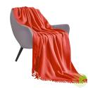 SOGA Orange Acrylic Knit Throw Blanket