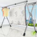 SOGA 2X 2.4m Portable Standing Clothes Drying Rack Foldable Space-Sa