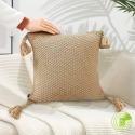 SOGA 2X 50CM Light Brown Pillow with Tassel Accents, Rizzy Transition