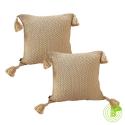 SOGA 2X 50CM Light Brown Pillow with Tassel Accents, Rizzy Transition