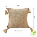 SOGA 2X 50CM Light Brown Pillow with Tassel Accents, Rizzy Transition
