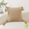 SOGA 2X 50CM Light Brown Pillow with Tassel Accents, Rizzy Transition