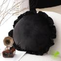 SOGA 2X Butterfly Black Vintage Lotus Leaf Edge Round Throw Pillow