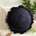 SOGA 2X Butterfly Black Vintage Lotus Leaf Edge Round Throw Pillow