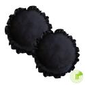 SOGA 2X Butterfly Black Vintage Lotus Leaf Edge Round Throw Pillow