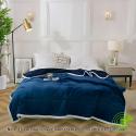 SOGA 2X Navy Blue Throw Blanket Warm Cozy Double Sided Thick Flannel C