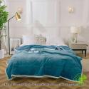SOGA 2X Lake Blue Throw Blanket Warm Cozy Double Sided Thick Flannel C