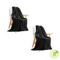 SOGA 2X Black Throw Blanket Warm Cozy Double Sided Thick Flannel Cover