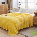SOGA 2X Yellow Throw Blanket Warm Cozy Striped Pattern Thin Flannel Co