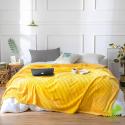SOGA 2X Yellow Throw Blanket Warm Cozy Striped Pattern Thin Flannel Co