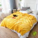 SOGA 2X Yellow Throw Blanket Warm Cozy Striped Pattern Thin Flannel Co