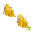 SOGA 2X Yellow Throw Blanket Warm Cozy Striped Pattern Thin Flannel Co