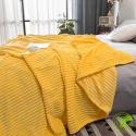 SOGA 2X Yellow Throw Blanket Warm Cozy Striped Pattern Thin Flannel Co