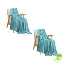 SOGA 2X Sky Blue Throw Blanket Warm Cozy Striped Pattern Thin Flannel