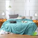 SOGA 2X Sky Blue Throw Blanket Warm Cozy Striped Pattern Thin Flannel
