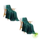 SOGA 2X Dark GreenThrow Blanket Warm Cozy Striped Pattern Thin Flannel