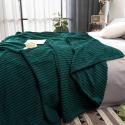 SOGA 2X Dark GreenThrow Blanket Warm Cozy Striped Pattern Thin Flannel