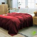 SOGA 2X Burgundy Throw Blanket Warm Cozy Striped Pattern Thin Flannel