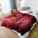 SOGA 2X Burgundy Throw Blanket Warm Cozy Striped Pattern Thin Flannel