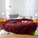 SOGA 2X Burgundy Throw Blanket Warm Cozy Striped Pattern Thin Flannel
