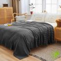 SOGA 2X GreyThrow Blanket Warm Cozy Striped Pattern Thin Flannel Cover
