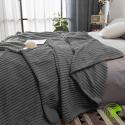 SOGA 2X GreyThrow Blanket Warm Cozy Striped Pattern Thin Flannel Cover