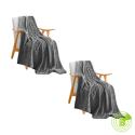 SOGA 2X GreyThrow Blanket Warm Cozy Striped Pattern Thin Flannel Cover