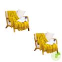 SOGA 2X Yellow Diamond Pattern Knitted Throw Blanket Warm Cozy Woven C
