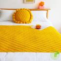 SOGA 2X Yellow Diamond Pattern Knitted Throw Blanket Warm Cozy Woven C