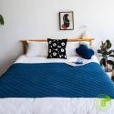 SOGA 2X Royal Blue Diamond Pattern Knitted Throw Blanket Warm Cozy Wov