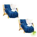 SOGA 2X Royal Blue Diamond Pattern Knitted Throw Blanket Warm Cozy Wov