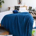 SOGA 2X Royal Blue Diamond Pattern Knitted Throw Blanket Warm Cozy Wov