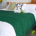 SOGA 2X Green Diamond Pattern Knitted Throw Blanket Warm Cozy Woven Co