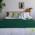 SOGA 2X Green Diamond Pattern Knitted Throw Blanket Warm Cozy Woven Co