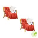 SOGA 2X Red Diamond Pattern Knitted Throw Blanket Warm Cozy Woven Cove