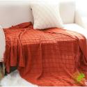 SOGA 2X Red Diamond Pattern Knitted Throw Blanket Warm Cozy Woven Cove