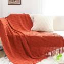 SOGA 2X Red Diamond Pattern Knitted Throw Blanket Warm Cozy Woven Cove