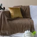 SOGA 2X Coffee Acrylic Knitted Throw Blanket Solid Fringed Warm Cozy W