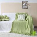 SOGA 2X Green Acrylic Knitted Throw Blanket Solid Fringed Warm Cozy Wo