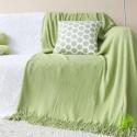 SOGA 2X Green Acrylic Knitted Throw Blanket Solid Fringed Warm Cozy Wo