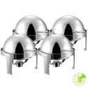 SOGA 4X 6L Stainless Steel Chafing Food Warmer Catering Dish Round Rol