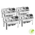 SOGA 4X 4.5L Dual Tray Stainless Steel Roll Top Chafing Dish Food Warm