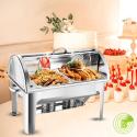 SOGA 4X 4.5L Dual Tray Stainless Steel Roll Top Chafing Dish Food Warm